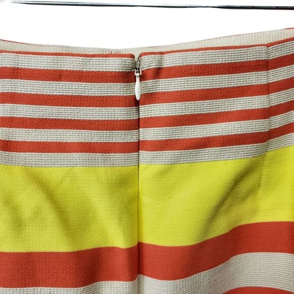 Ann Taylor Yellow Orange Striped Zip-Back Skirt - Size 10 - Picture 3 of 9